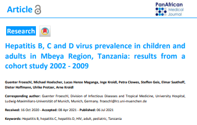 Hepatitis B, C and D virus prevalence in children and adults in Mbeya Region, Tanzania